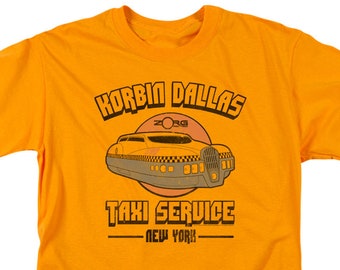 The Fifth Element Juniors T-Shirt Korben Dallas Taxi Service Gold Tee