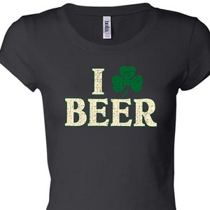 Ich liebe Bier Damen St. Patricks Tag länger Länge Tee T-Shirt A12250B-8101