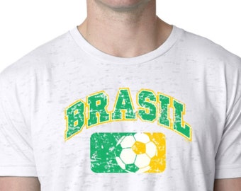 Distressed Brasil Mens Burnout Tee T-Shirt BRASIL-NL6110