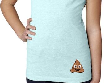 Girl's Poop Emoji Patch Bottom Print Shirt POOP-BP-3712