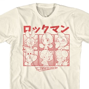 Mega Man Halftone Boxes Natural Shirts