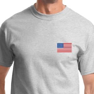 US Flag Pocket Print Adult Tee T-Shirt 3991-PC61