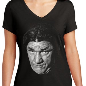 The Three Stooges Shemp Face Ladies Black Tri-Blend V-Neck Shirt 26288ED1-DM1350L