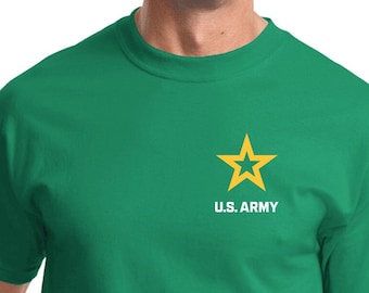 Camiseta com estampa de peito branco estrela do exército dos EUA 25093ED-PP-PC61
