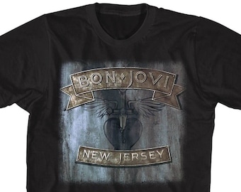 Bon Jovi New Jersey Logo Black Shirts