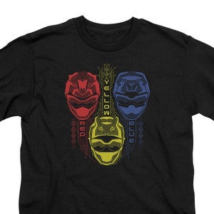 Power Rangers Red Yellow Blue Kid&#39;s Black T-Shirts