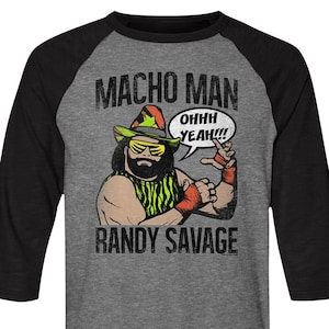 Macho Man Randy Savage Heather Gray Black Raglan Shirts