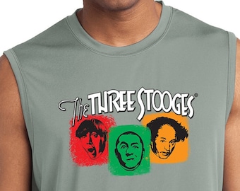 The Three Stooges Colorblock Faces Men's Sleeveless Moisture Wicking Tank Top 26279ED4-ST352