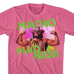 Macho Man Madness Heather Pink Shirts