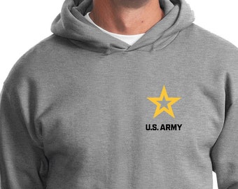 Moletom adulto unissex com estampa de peito preto estrela do exército dos EUA 25092ED-PP-PC90H