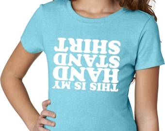 To moja koszulka do stania na rękach, dziewczęca koszulka gimnastyczna, T-shirt HANDSTAND-3712