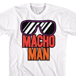 Macho Man Sunglasses Logo White Shirts