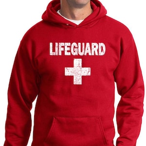 Men&#39;s Funny Hoodie Distressed Lifeguard Hoody DISTRESSEDLIFEGUARD-PC90H