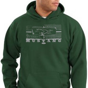 Men&#39;s Ford Mustang Hoodie Distressed Honeycomb Grille Hoody 11398E2-PC90H