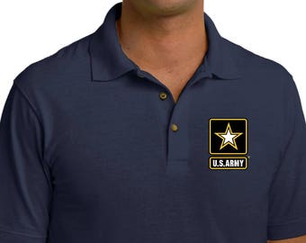 Men's US Army Pocket Print Pique Polo Tee T-Shirt USARMY-PP-KP150