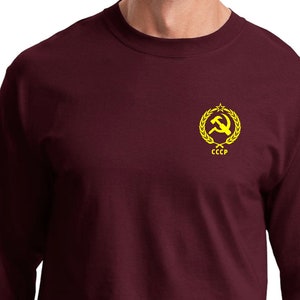 Russian CCCP Crest Pocket Print Long Sleeve Tee T-Shirt CCCPCREST-PP-PC61LS