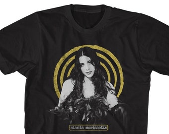 Alanis Morissette Yellow Spiral Black Shirts