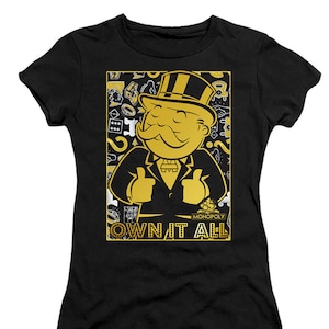 Monopoly 85th Anniversary Own It All Juniors and Women Black T-Shirts