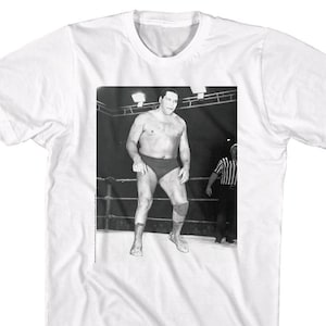 Andre The Giant Black and White Picture White Shirts