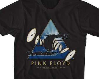 Pink Floyd The Dark Side of The Moon Melting Clock Black Shirts