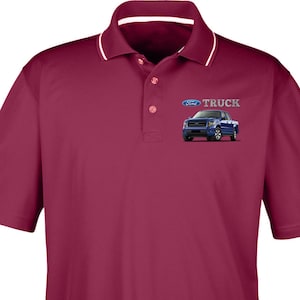 Ford F-150 Truck Pocket Print Men's Cool & Dry Two Tone Polo Shirt ...