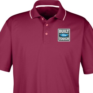 Built Ford Tough Pocket Print Men&#39;s Ford Cool & Dry Two Tone Polo Shirt 10828HD2-PP-8406