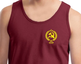 Hombres rusos CCCP cresta bolsillo impresión tanque top CCCPCREST-PP-2200