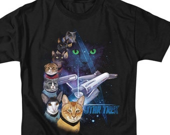 Star Trek Cat Feline Galaxy Camisas Negras