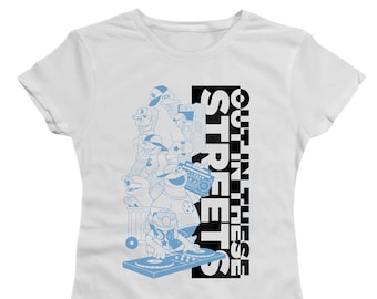 Sesame Street Out in These Streets Juniors and Women White T-Shirts