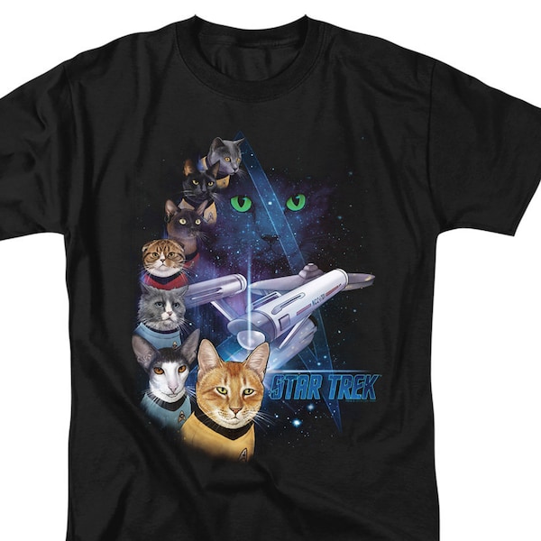 Camisetas negras de Star Trek Cat Feline Galaxy