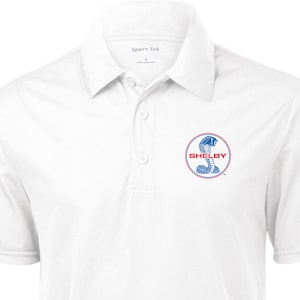 Blue and Red Shelby Cobra Pocket Print Men&#39;s Ford Textured Polo Tee T-Shirt 18150EL9-PP-ST690