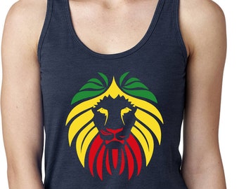 Ladies Rasta Lion Head Ideal Tank Top LIONHEAD-N1533