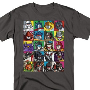 Transformers Character Squares Charcoal Shirts