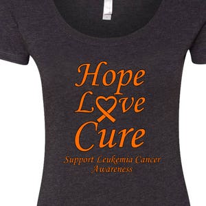 Ladies Hope Love Cure Support Leukemia Cancer Awareness Scoop Neck Shirt HLC-SLCA-6730