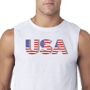 Men&#39;s USA 3D Sleeveless Tee T-Shirt USA3D-42700