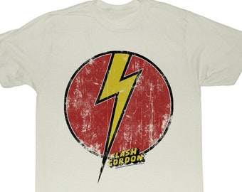 Flash Gordon Mens Short Sleeve T-Shirt Red Heather Map//Rocket//Flash Graphic Tee