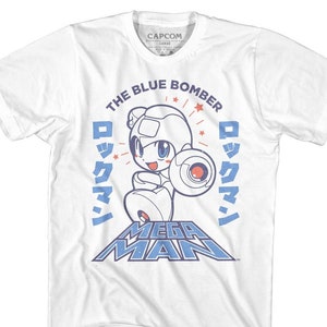 Mega Man The Blue Bomber Anime Style Logo White Shirts