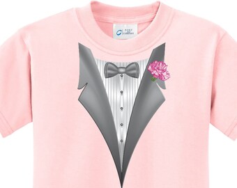 Pink Flower Tuxedo Kid's Shirt PINKFLOWER-PC61Y