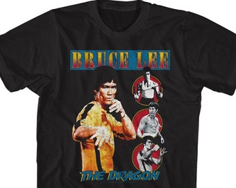 Bruce Lee the Dragon Comic Cover Style Black Shirts