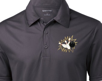 Spille da bowling Crashing Pocket Print Polo T-Shirt da uomo testurizzata PINSCRASH-ST690