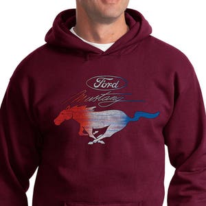 Mustang Red White and Blue Unisex Adult Hoodie 21528HD2-PC90H