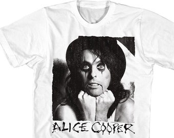 Alice Cooper Photograph Logo White Shirts