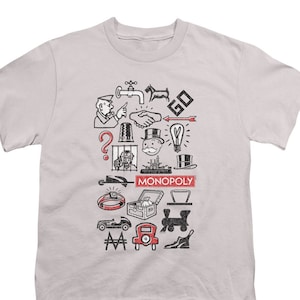 Monopoly Icons Kid&#39;s Silver T-Shirts