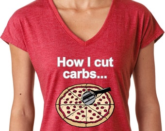 How I Cut Carbs Ladies Tri-Blend V-Neck T-Shirt CARBS-6750VL