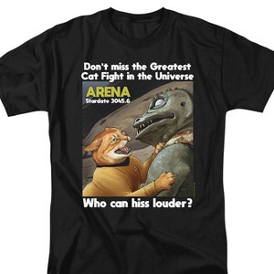 Star Trek T-Shirt - Cat Fight in the Universe - Funny Sci-Fi Black Tee Shirts
