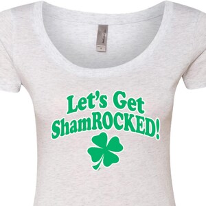 Damen St Patricks Day lassen Sie uns Kleeblatt Scoop Hals Shirt XIT-13541-6730