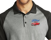 Ford FoMoCo Parts Pocket Print Men 39 s Raglan Heather Block Polo Shirt 22004HL2-PP-ST641