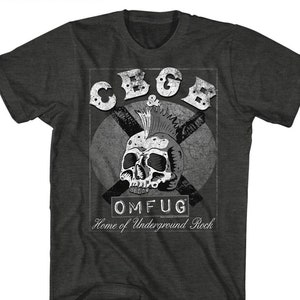 CBGB & OMFUG Skull and Tape Black Heather Shirts