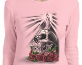 Day of the Dead Candle Skull Ladies Long Sleeve Tee T-Shirt 19410HL2-5001