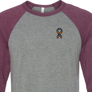 Men&#39;s Autism Awareness Ribbon Pocket Print Raglan Shirt AUTRIB-PP-3200